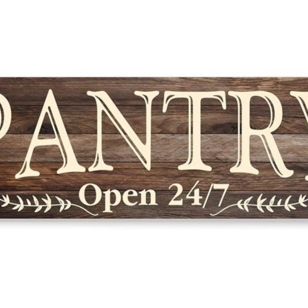 Pantry Open 24/7 Wall Decor Sign Rustic Farmhouse Kitchen Wood Style 6x17 - Picture 4 of 6